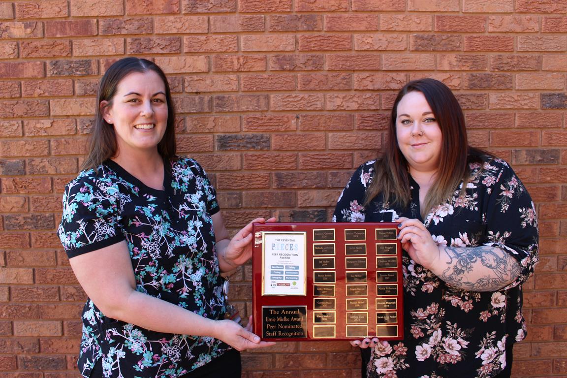 Sarah-Lynn Parker (left) and Amber Cox (right) were presented with the 2021 and 2022 Essential Pieces Awards at the Deep River & District Hospital’s Postponement Palooza